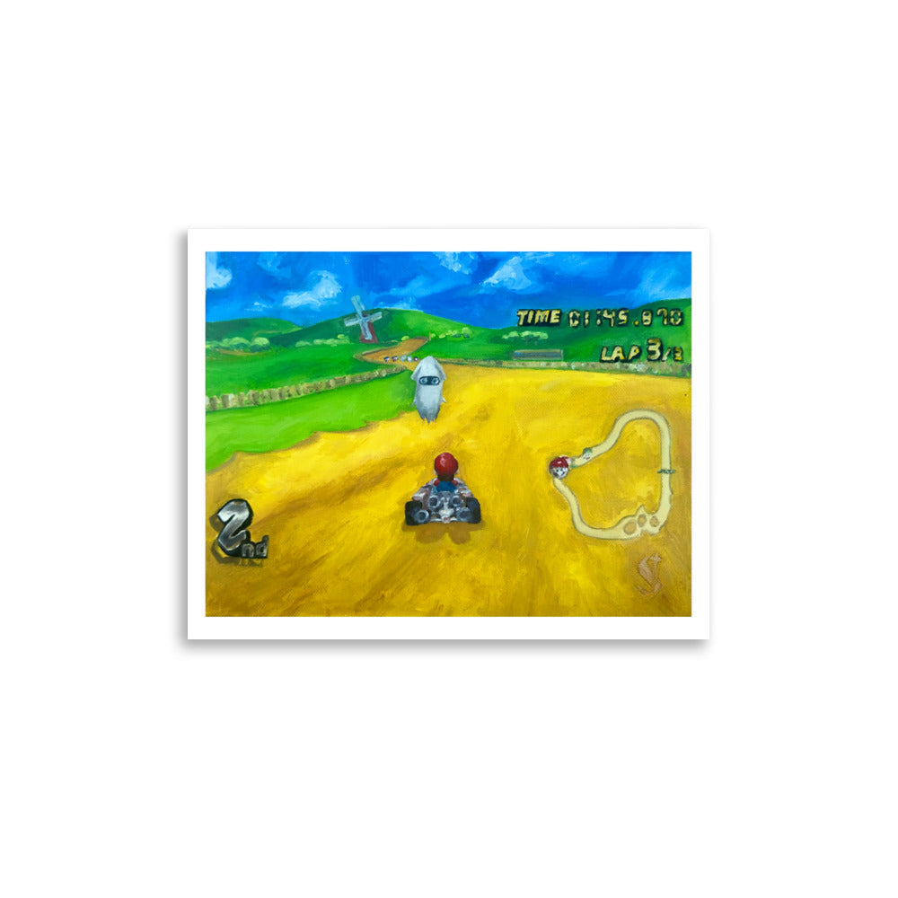 Mario in the Meadows (Mario Kart Wii) - Poster Print